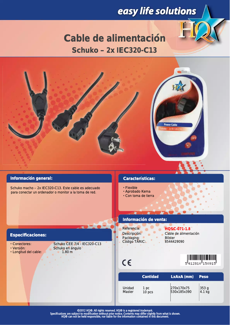 Página 1 del manual Manual de usuario HQ SC-071-1.8