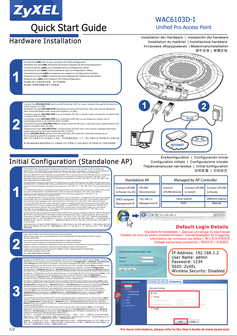 Página 1 del manual Guía de inicio rápido ZyXEL WAC6100