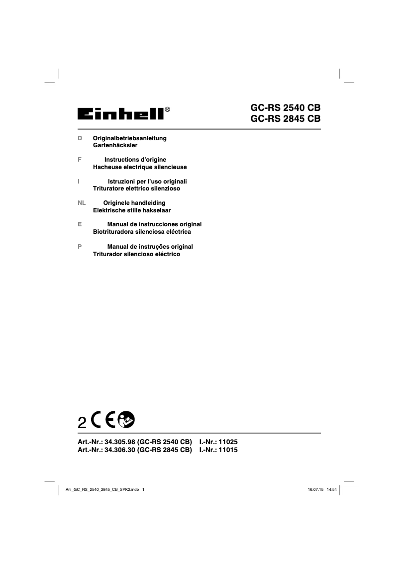 Página 1 del manual Manual de usuario Einhell Classic GC-RS 2845 CB