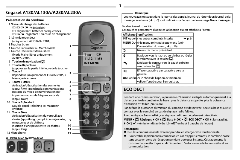 Página 1 del manual Manual de usuario Gigaset AL130A