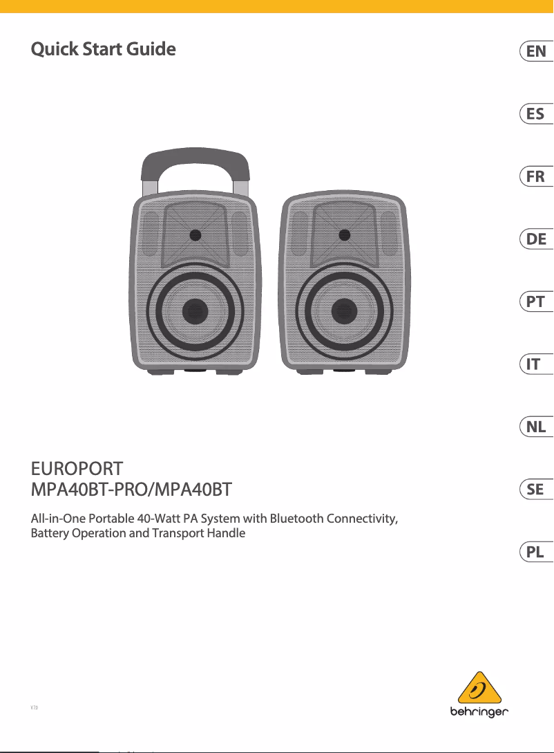 Imagen de la primera página del manual del dispositivo Europort MPA40BT
