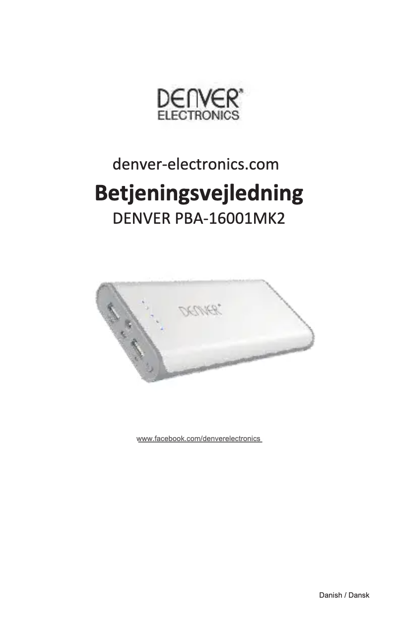Página 1 del manual Manual de usuario Denver PBA-16001MK2