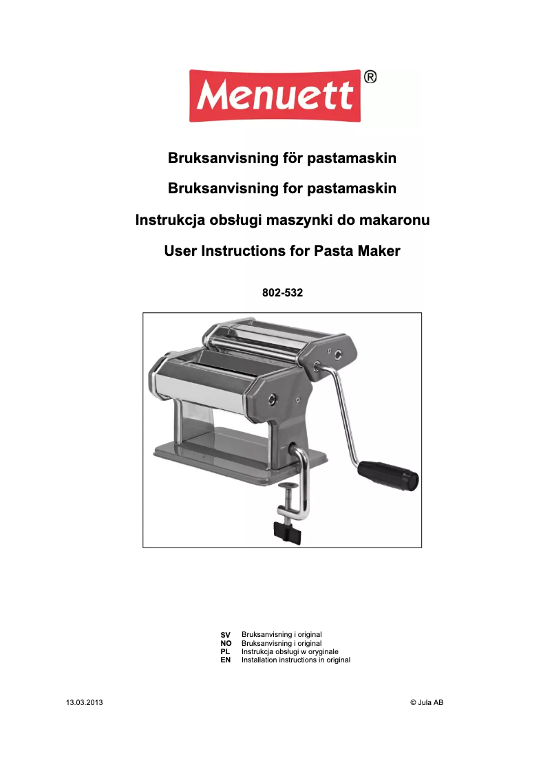 Página nº 1 - Manual de usuario Menuett 802-532