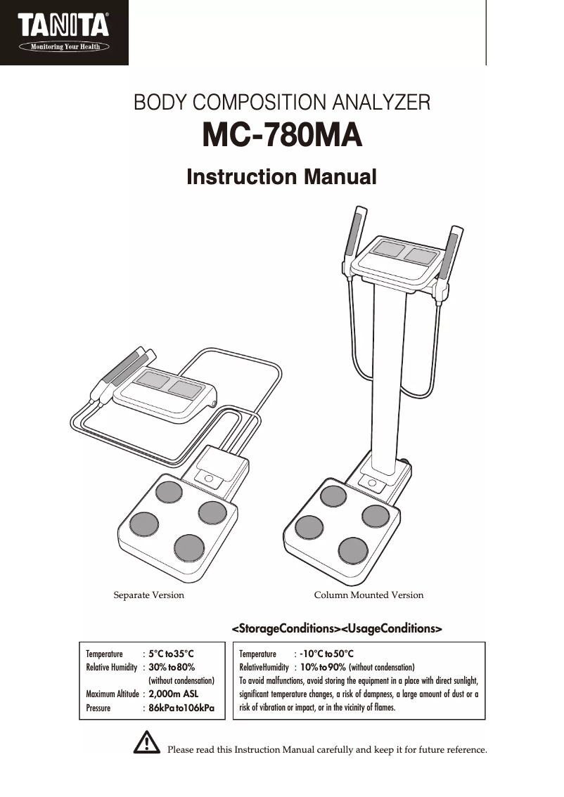 Página 1 del manual Manual de usuario Tanita MC-780