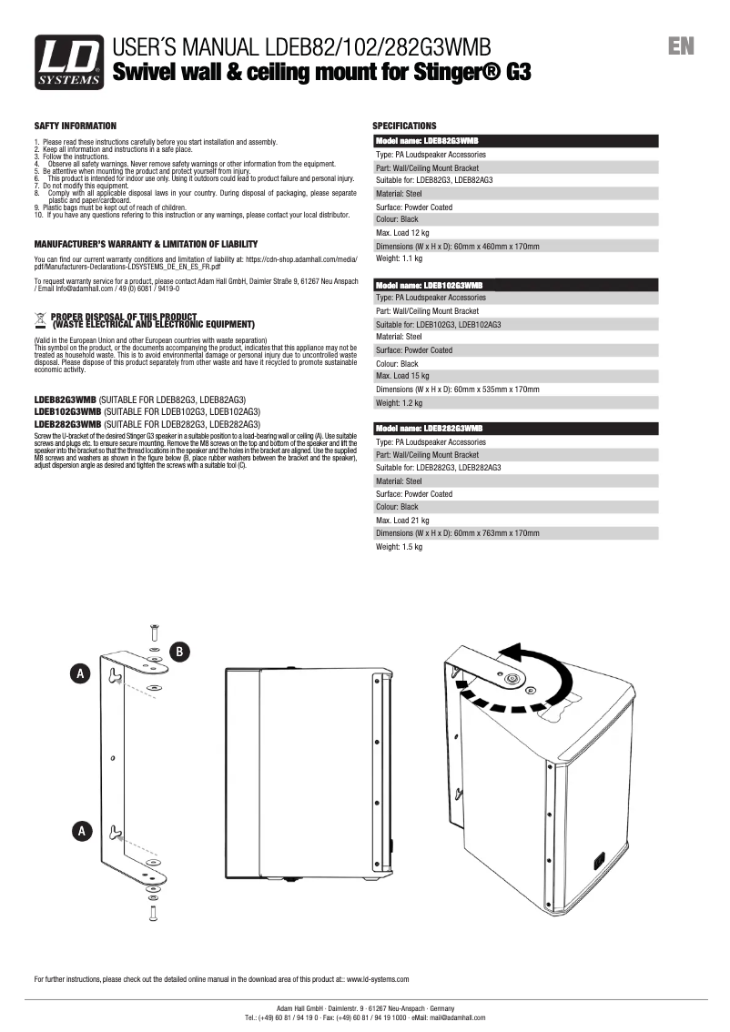 Imagen de la primera página del manual del dispositivo STINGER 28 G3 WMB