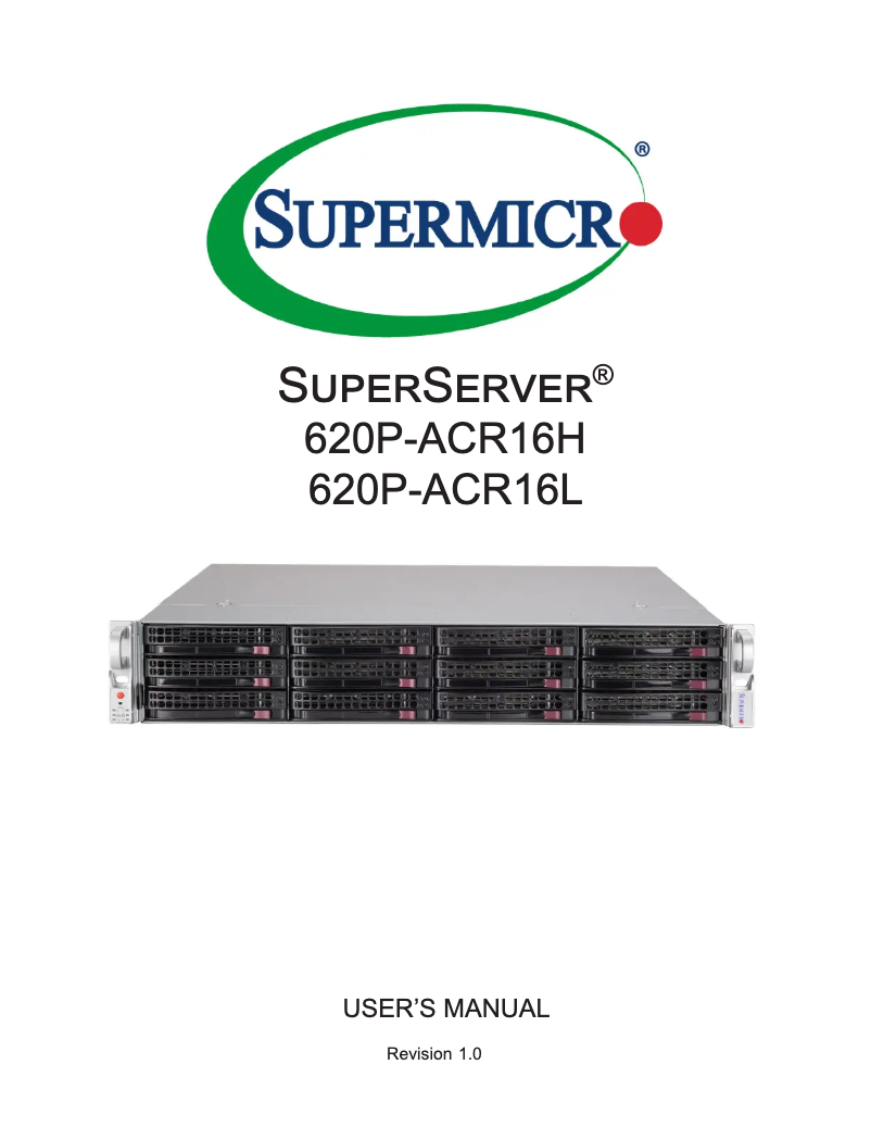 Imagen de la primera página del manual del dispositivo SuperServer SSG-620P-ACR16H