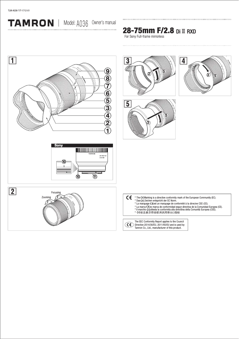 Página 1 del manual Manual de usuario Tamron 28-75mm F/2.8 Di III RXD