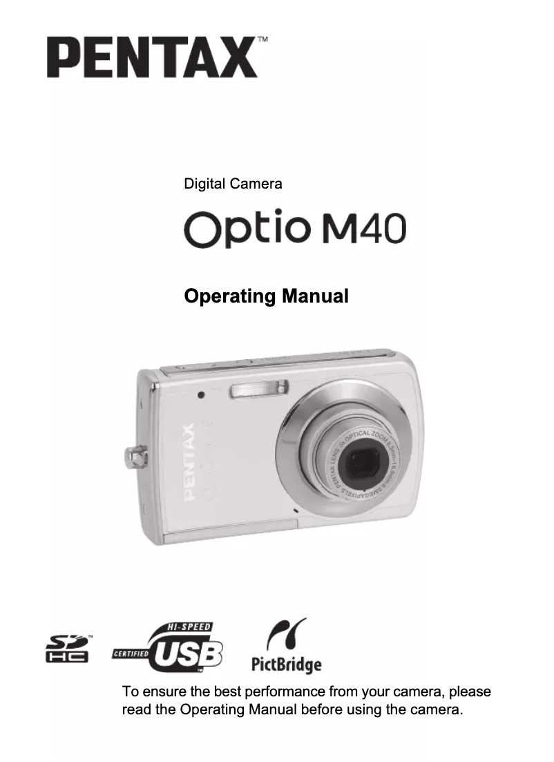 Página nº 1 - Manual de usuario Pentax Optio M40