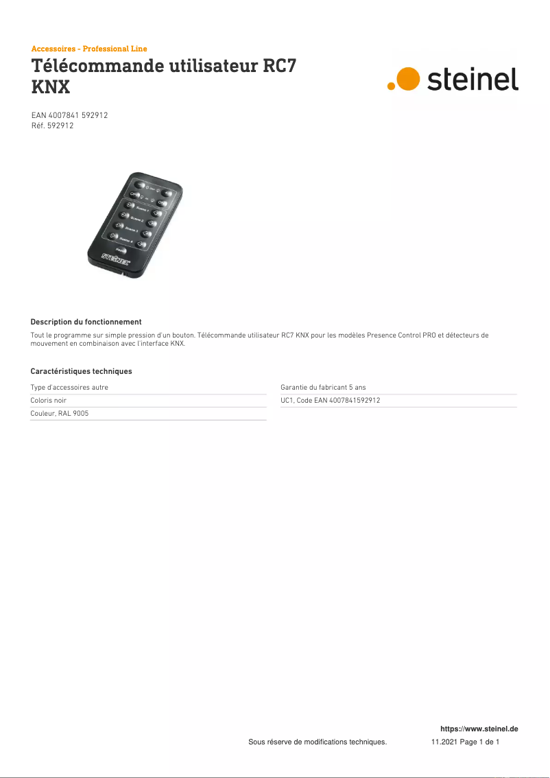 Imagen de la primera página del manual del dispositivo RC7 KNX