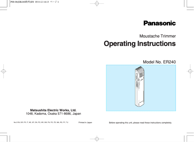 Página 1 del manual Manual de usuario Panasonic ER240