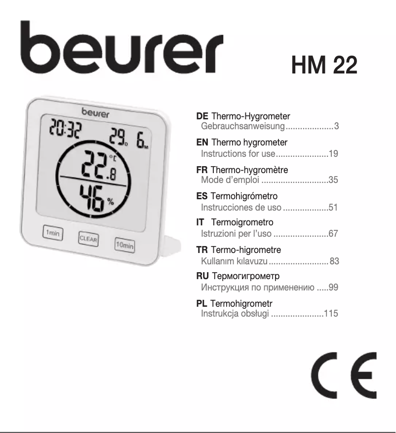 Página 1 del manual Manual de usuario Beurer HM 22