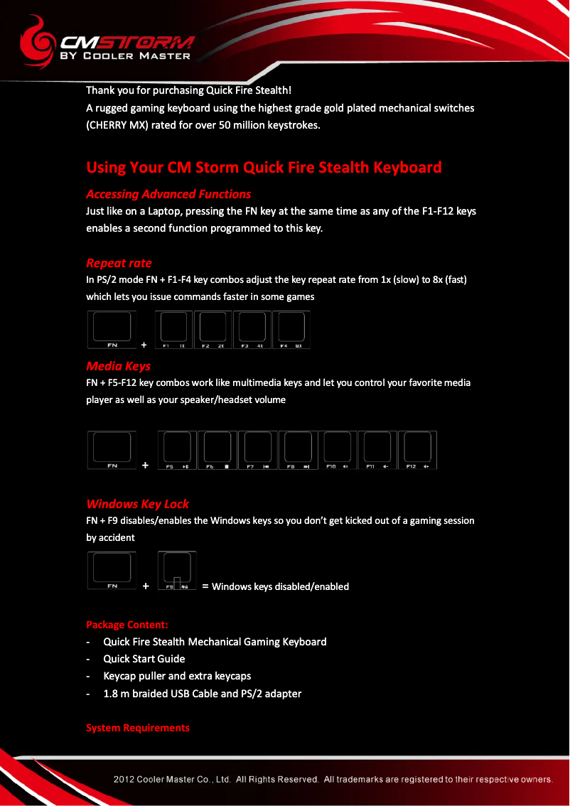 Página 1 del manual Manual de instrucciones Cooler Master QuickFire Stealth