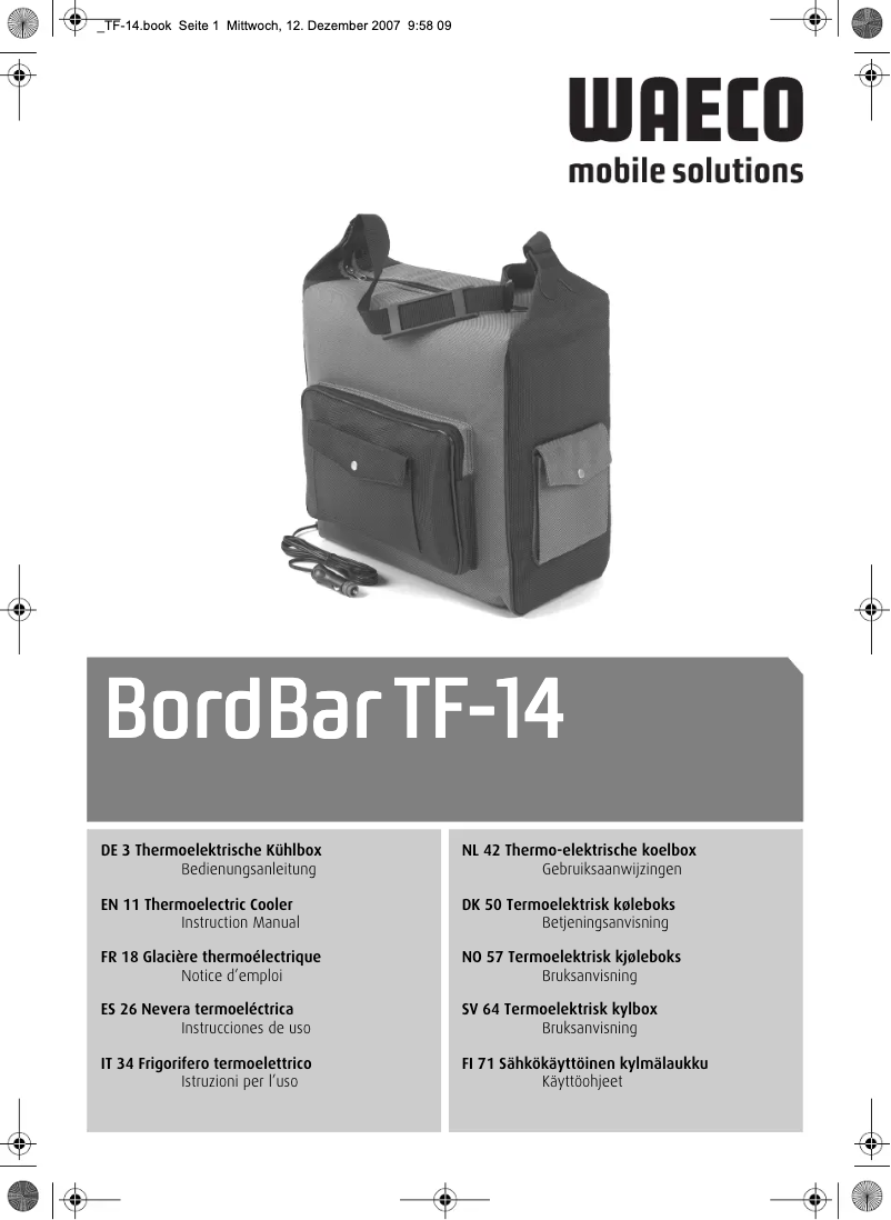 Página 1 del manual Manual de usuario Waeco BordBar TF 14