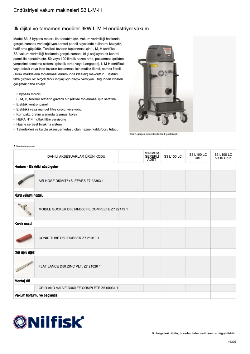 Página 1 del manual Ficha técnica Nilfisk FB2170
