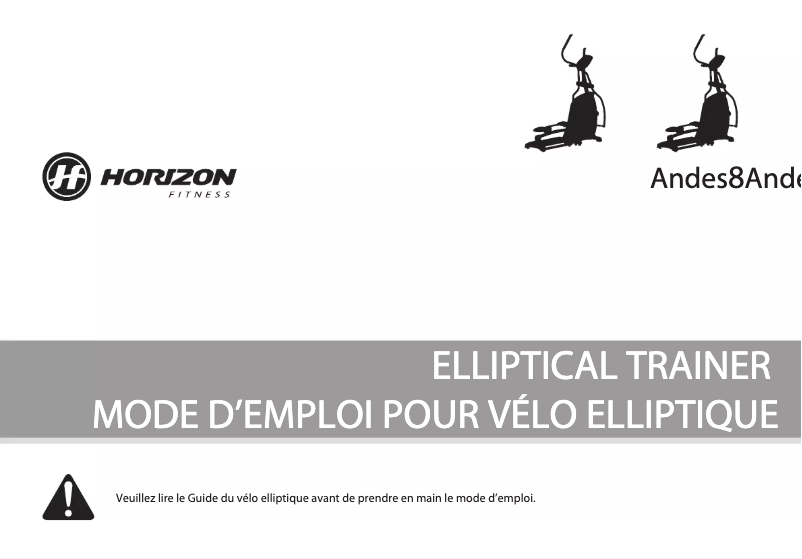 Página 1 del manual Manual de usuario Horizon Fitness Andes 8