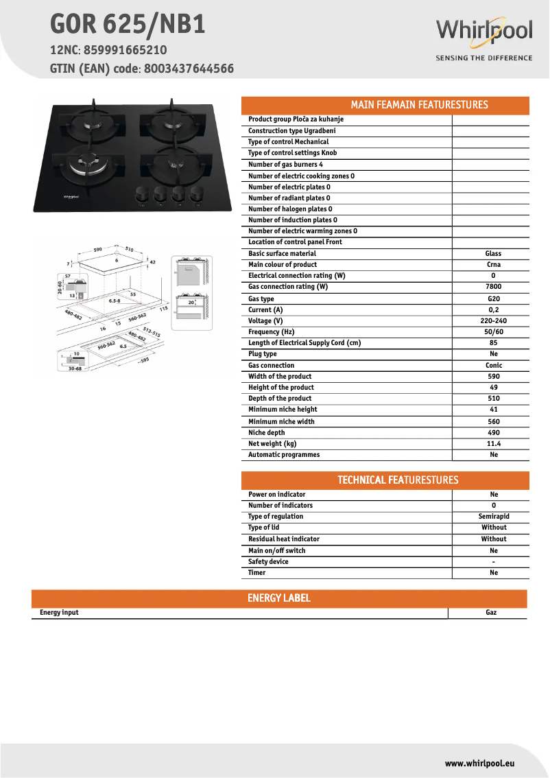 Imagen de la primera página del manual del dispositivo GOR 625/NB1