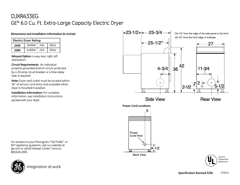 Imagen de la primera página del manual del dispositivo DJXR433EGCC