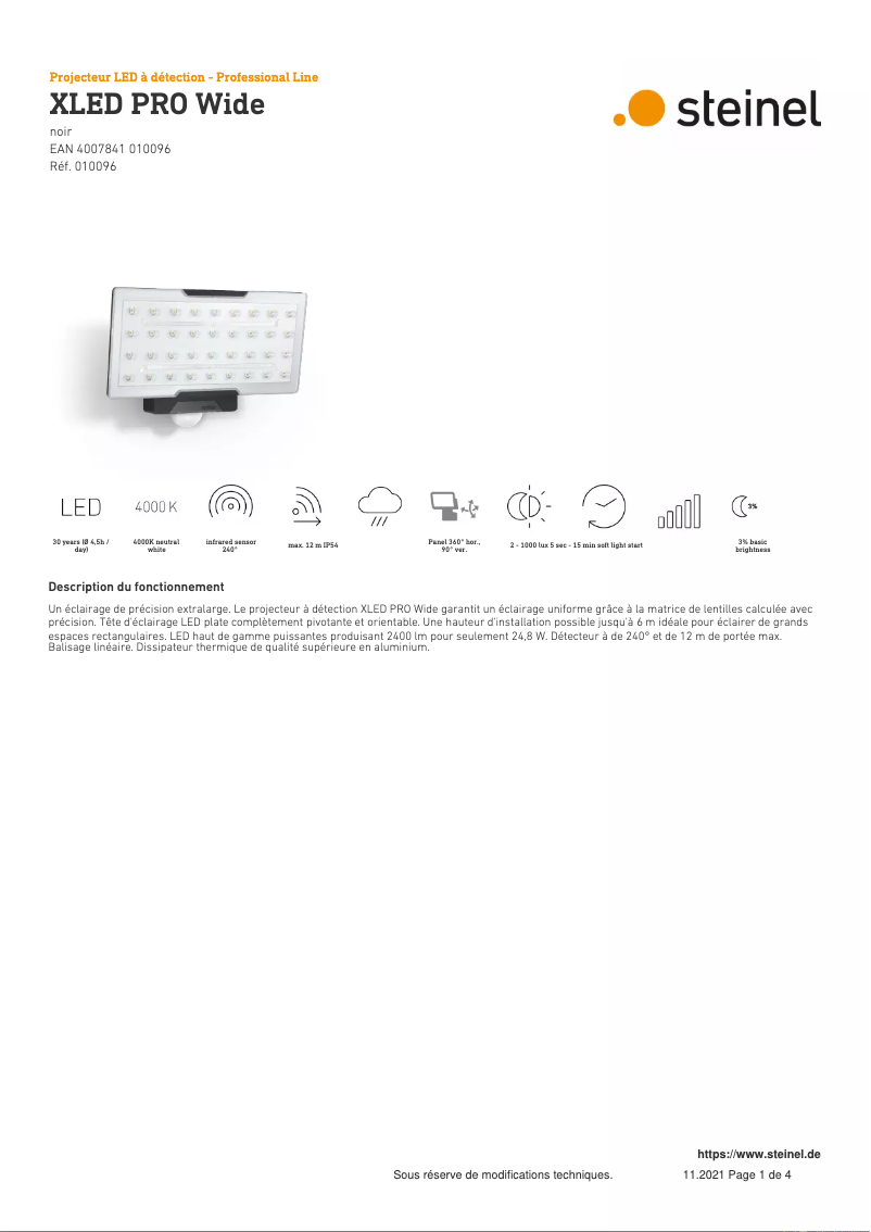 Imagen de la primera página del manual del dispositivo XLED PRO Wide