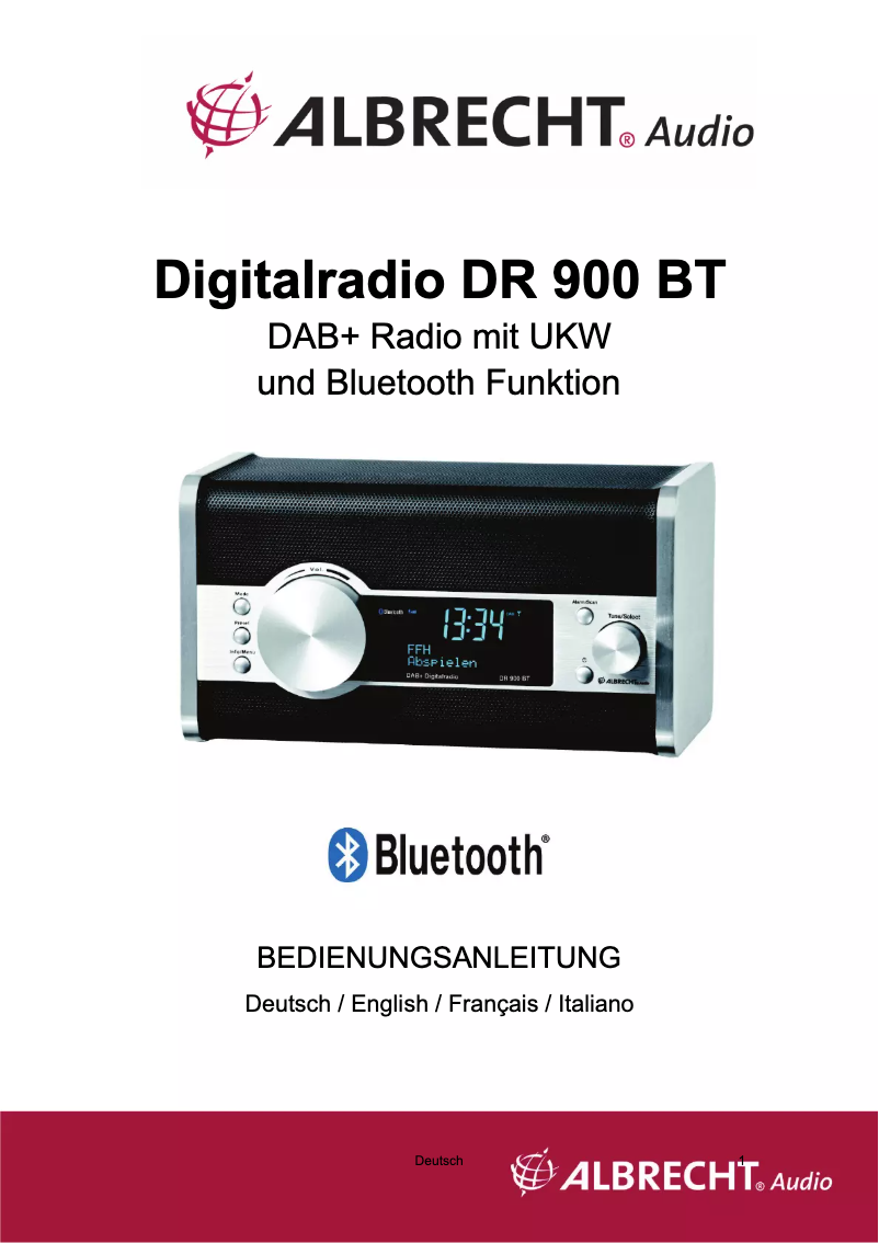 Imagen de la primera página del manual del dispositivo DR 900BT