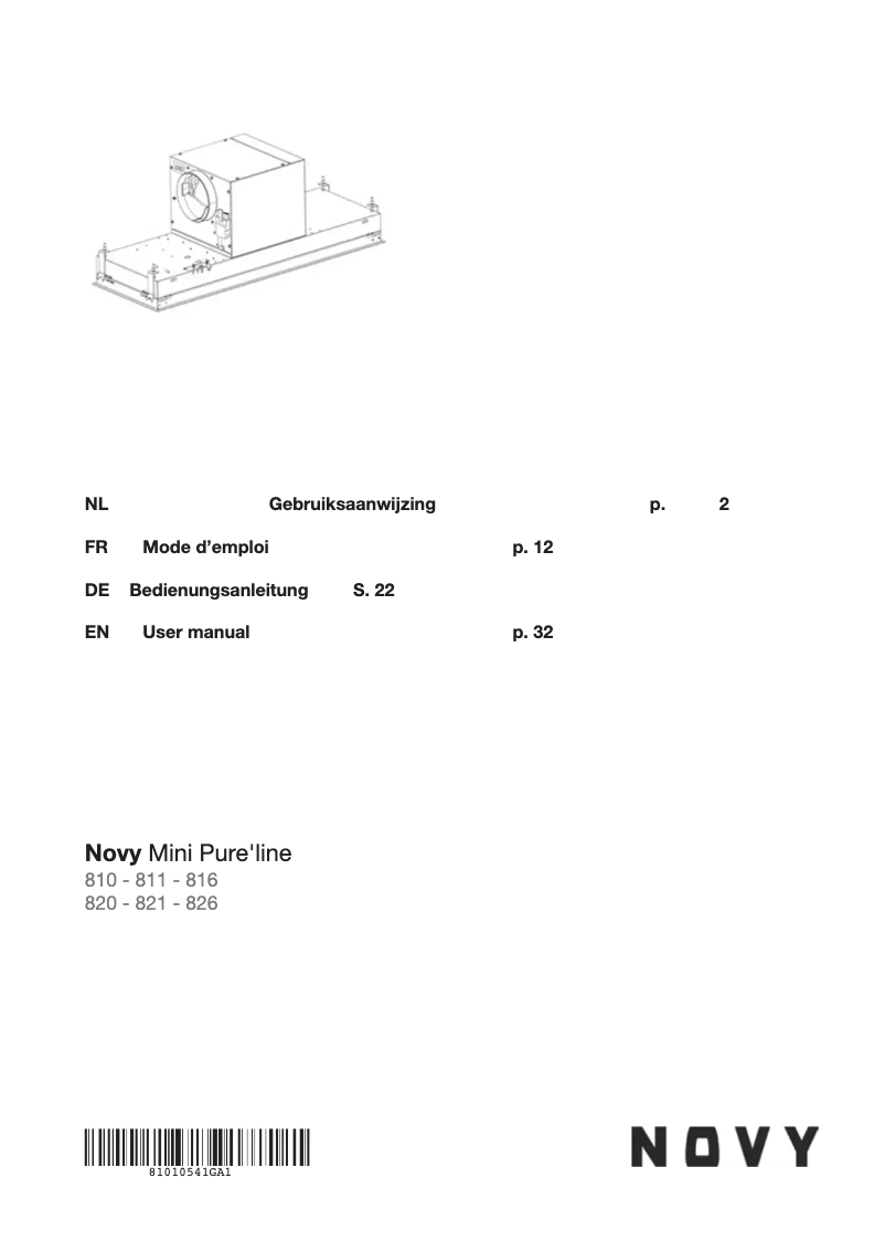 Página 1 del manual Manual de usuario Novy Pure'Line Mini 820