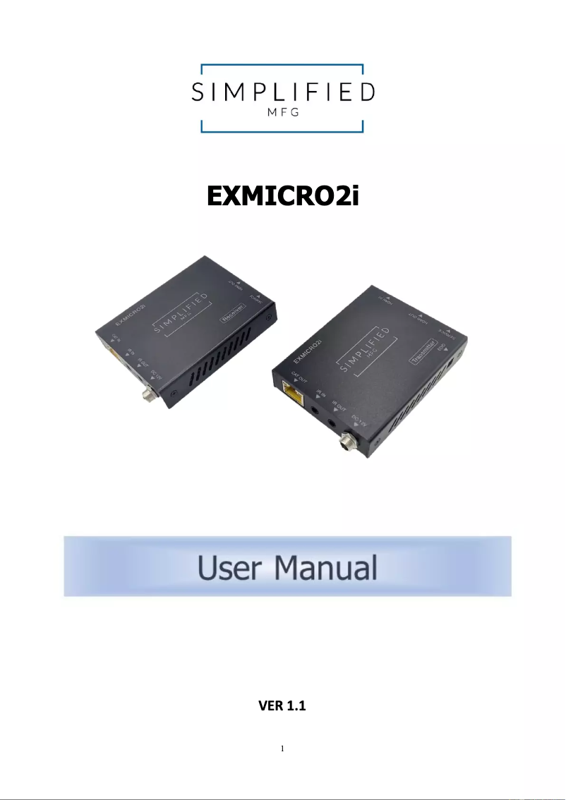 Página 1 del manual Manual de usuario Simplified MFG EXMICRO2i
