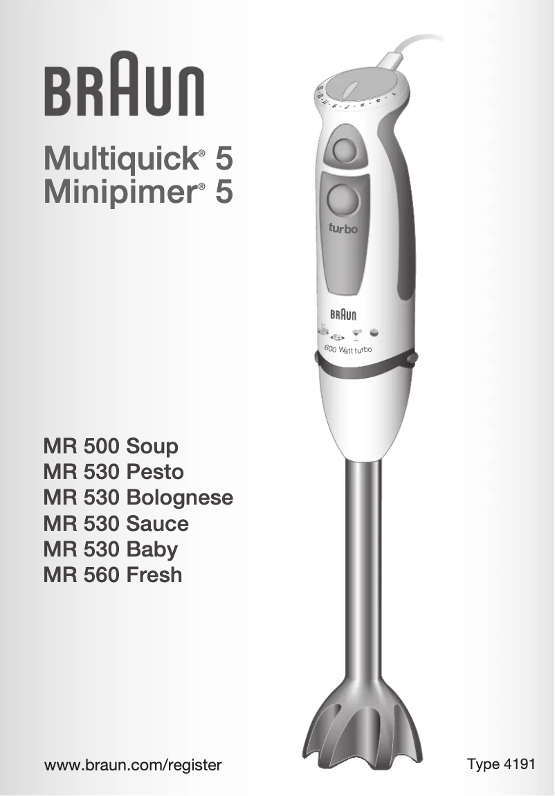 Página nº 1 - Manual de usuario Braun MR 500 Soup