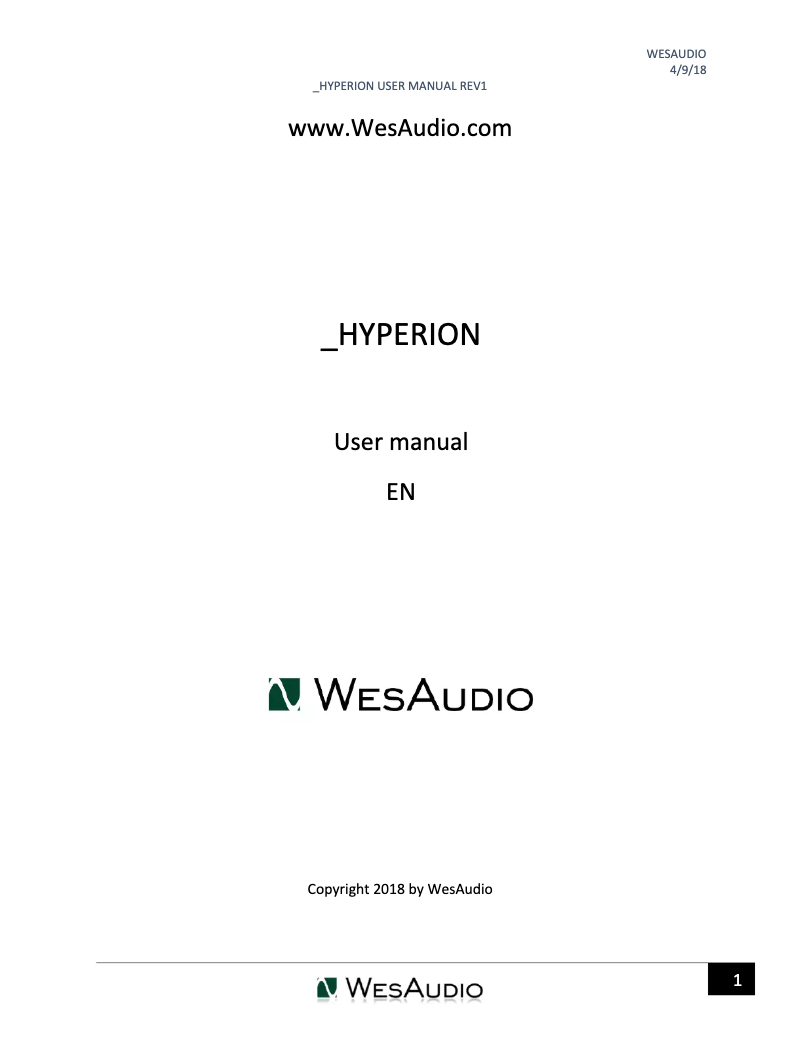 Página 1 del manual Manual de usuario WesAudio HYPERION