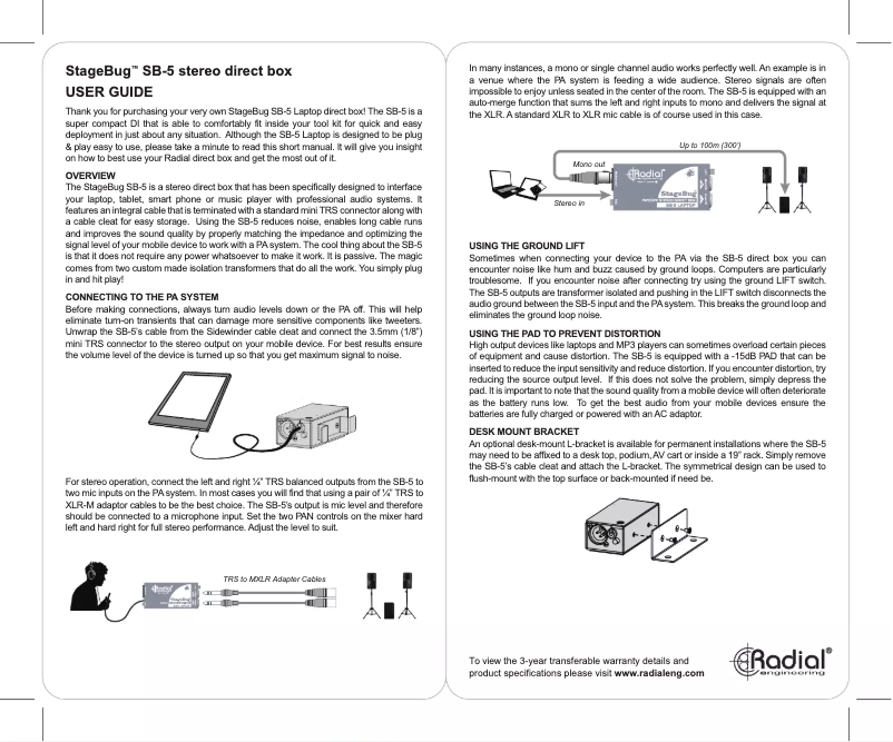 Página 1 del manual Manual de usuario Radial Engineering StageBug SB-5