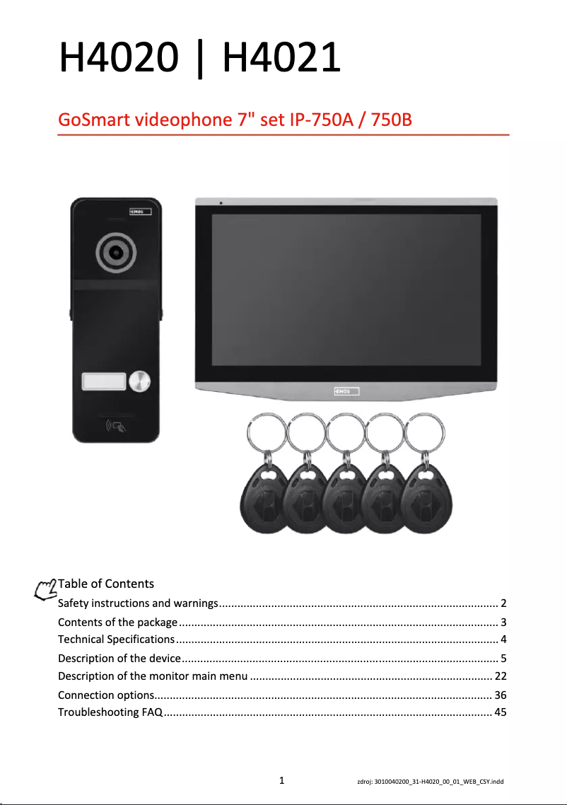 Imagen de la primera página del manual del dispositivo H4021