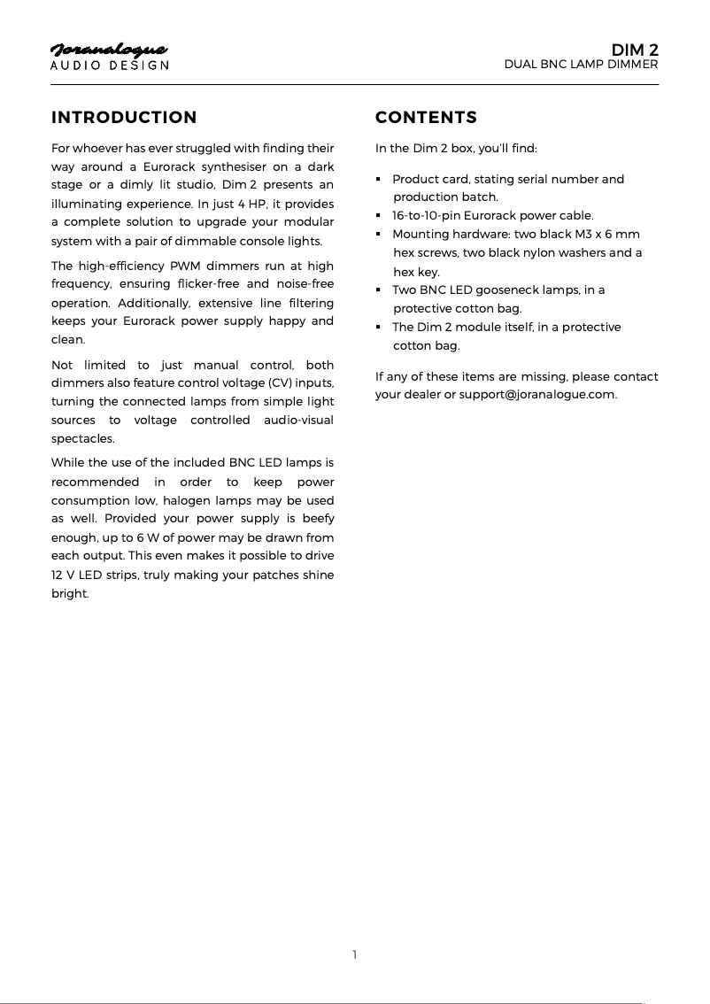 Imagen de la primera página del manual del dispositivo Dim 2