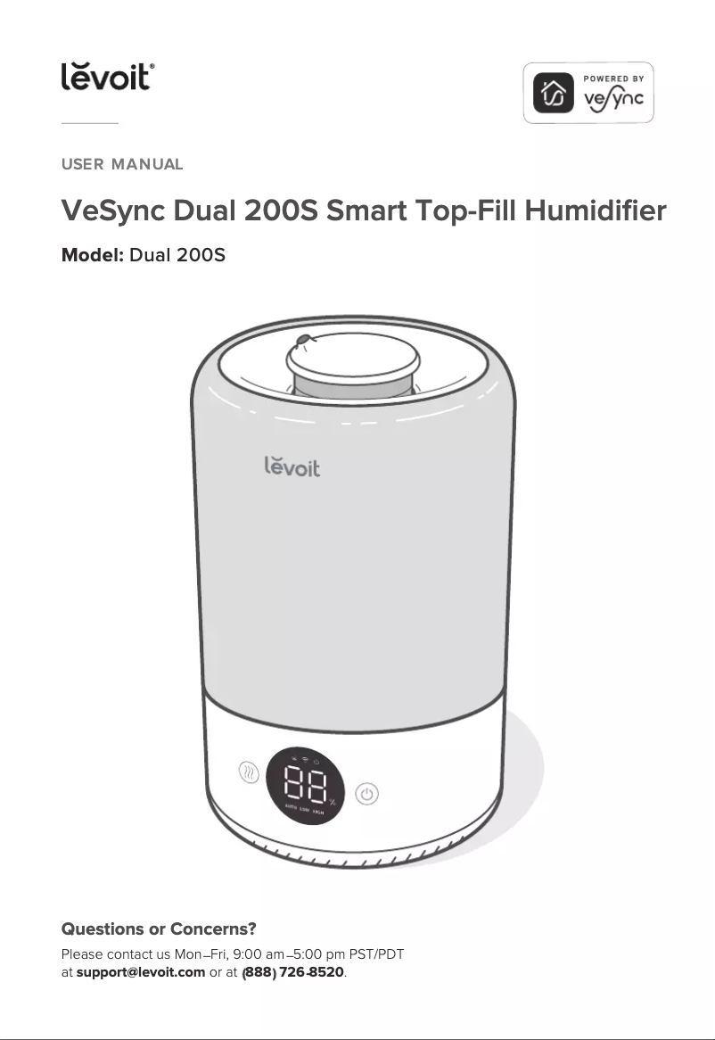 Imagen de la primera página del manual del dispositivo VeSync Dual 200S
