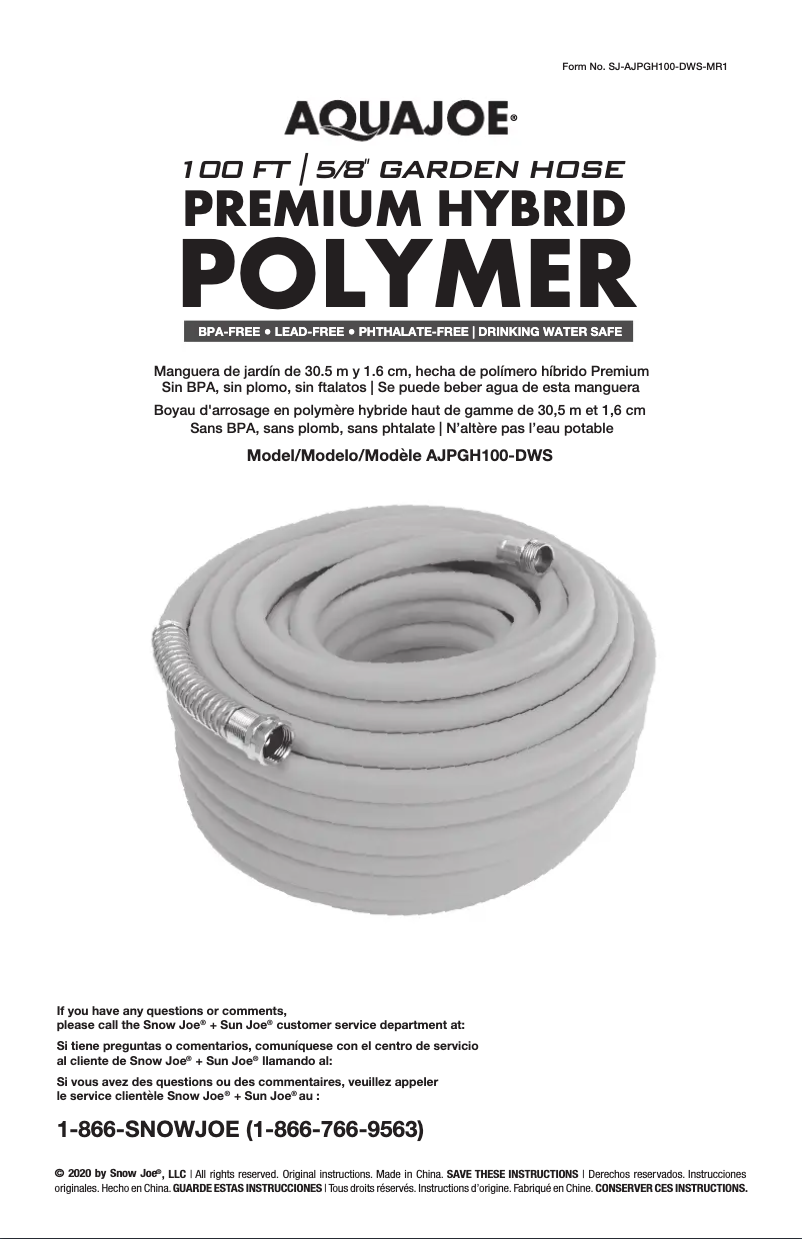 Página nº 1 - Manual de usuario Aqua Joe AJPGH100-DWS