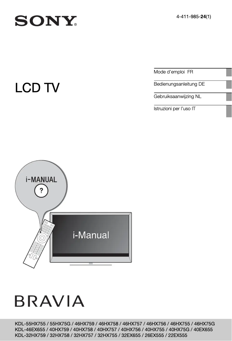 Imagen de la primera página del manual del dispositivo KDL-40EX655