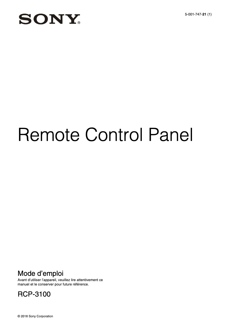 Imagen de la primera página del manual del dispositivo RCP-3100