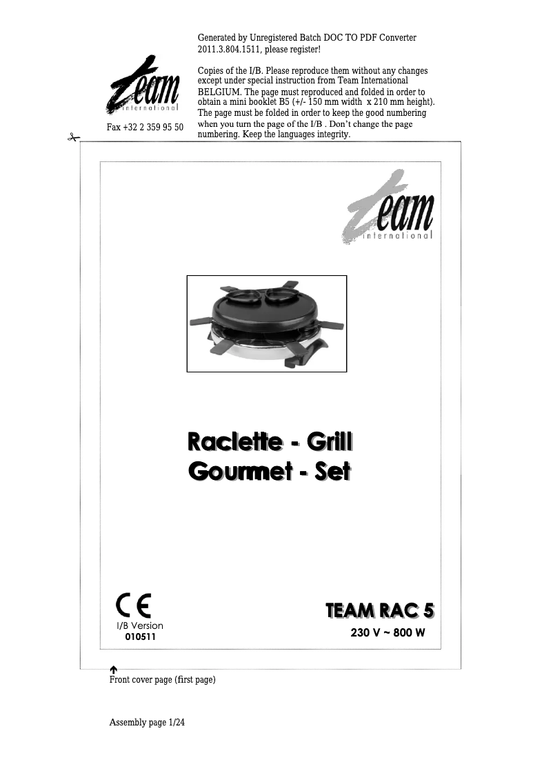 Imagen de la primera página del manual del dispositivo RAC 5