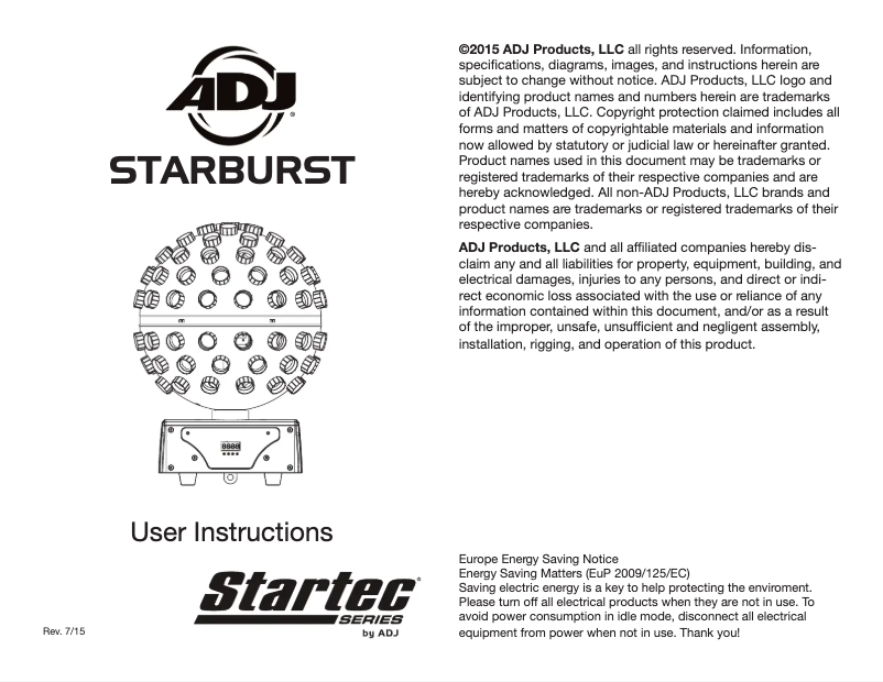 Imagen de la primera página del manual del dispositivo Starburst