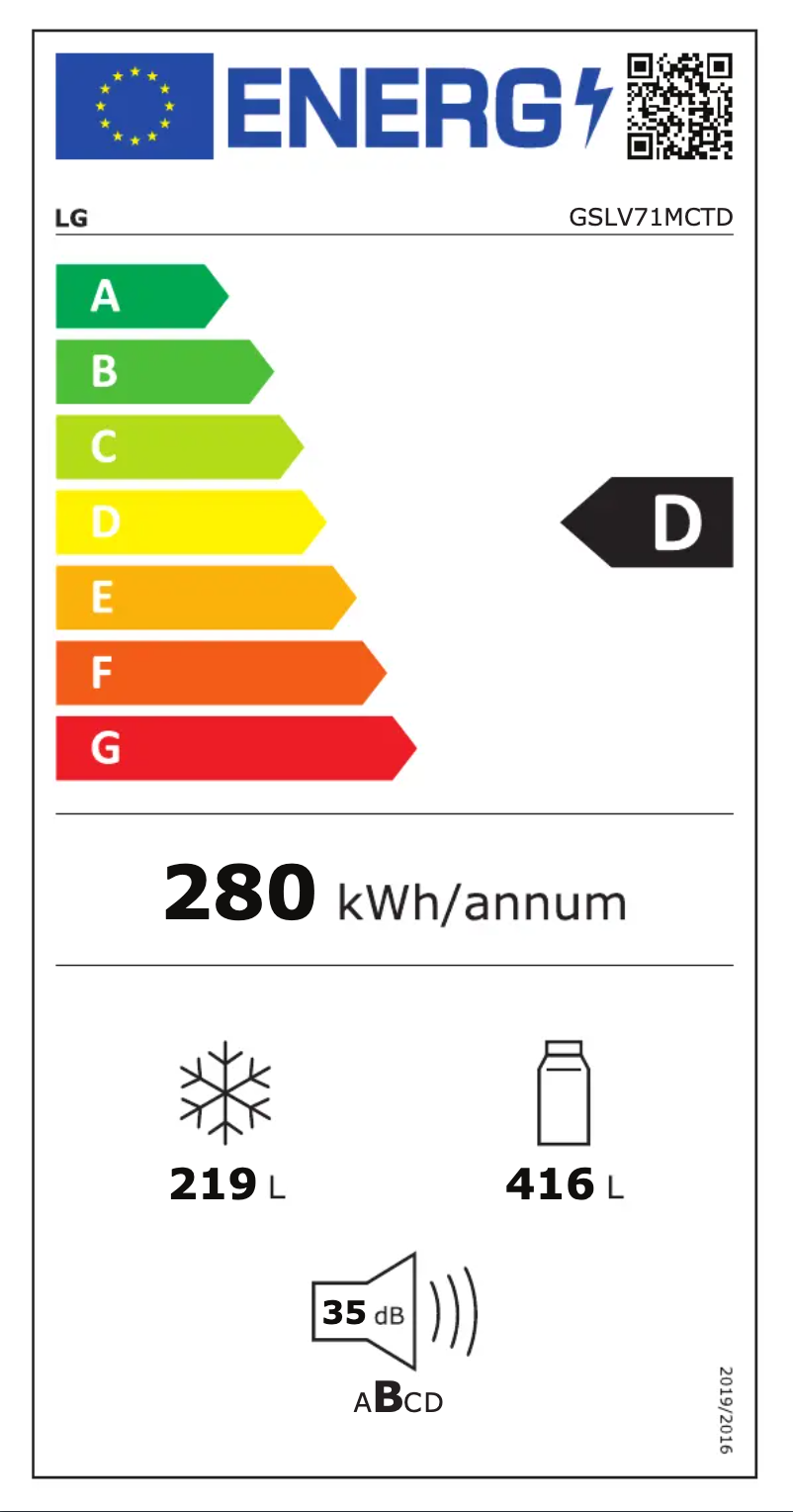 Página nº 1 - Etiqueta energética LG GSLV71MCTD