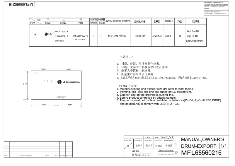Imagen de la primera página del manual del dispositivo WFP510WH
