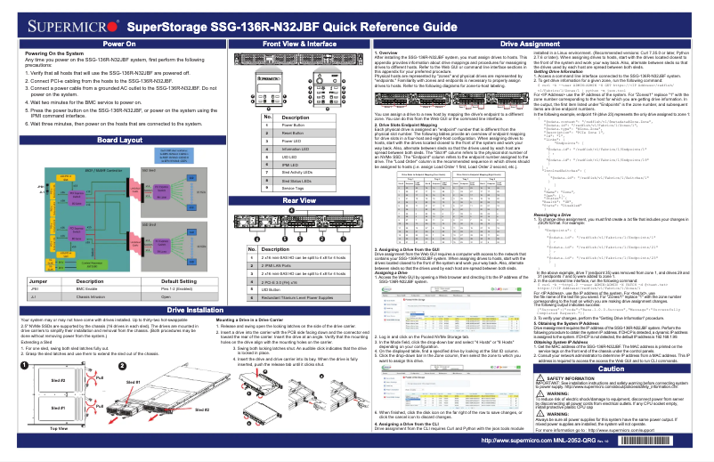 Imagen de la primera página del manual del dispositivo SuperStorage SSG-136R-N32JBF