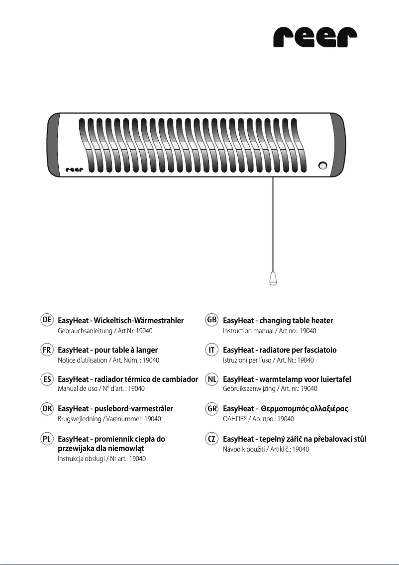 Página nº 1 - Manual de usuario Reer EasyHeat 19040