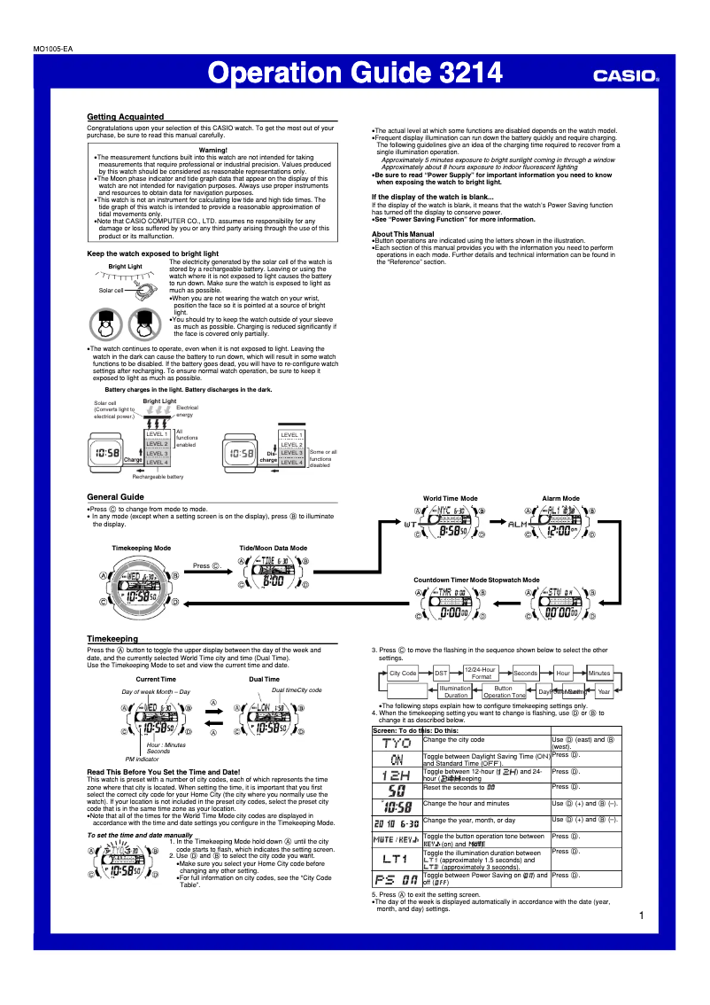 Página 1 del manual Manual de usuario Casio W-S210H-1AVEF
