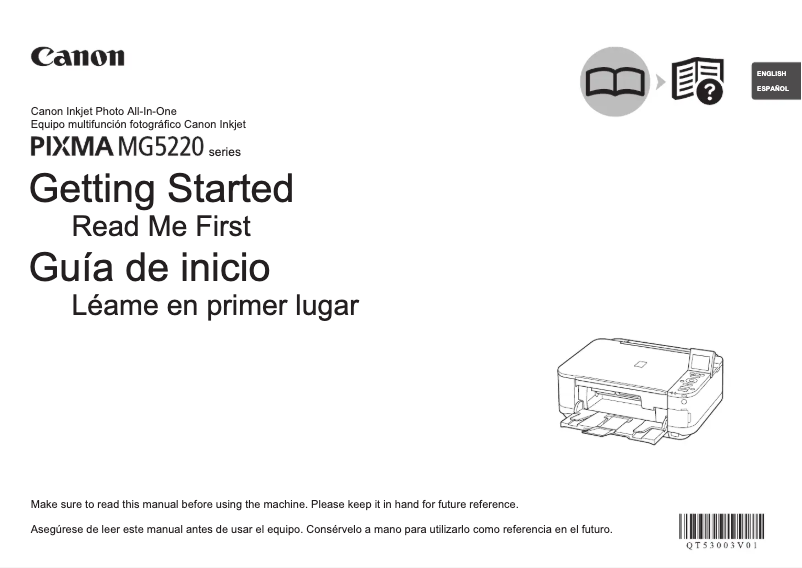 Imagen de la primera página del manual del dispositivo Pixma MG5220