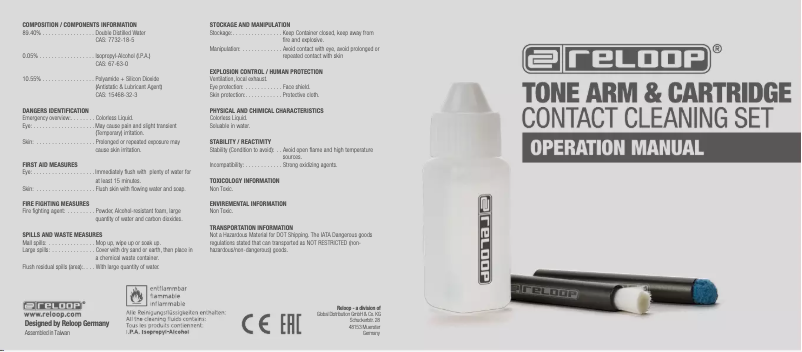 Imagen de la primera página del manual del dispositivo Tonearm & Cartridge Contact Cleaning Set