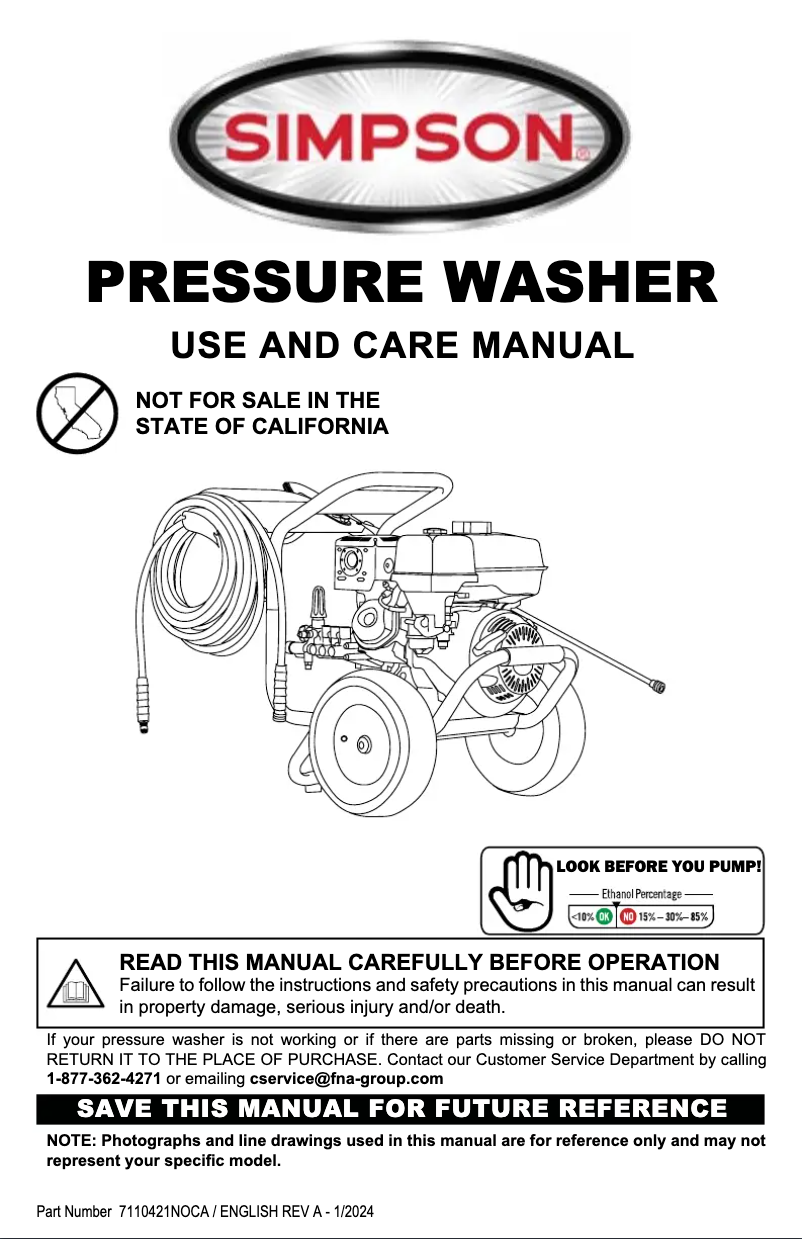 Página 1 del manual Manual de usuario Simpson Pro Series PS61374