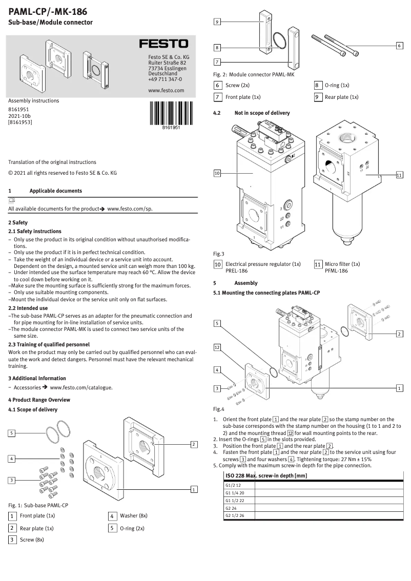 Imagen de la primera página del manual del dispositivo PAML-CP-186-HP3-G112