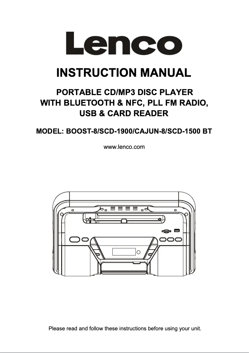 Página nº 1 - Manual de usuario Lenco SCD-1500 BT