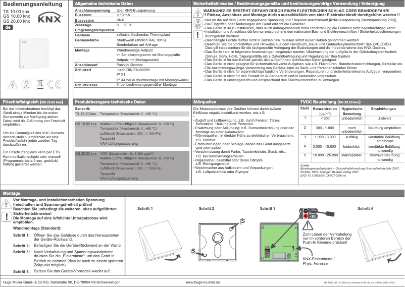 Imagen de la primera página del manual del dispositivo GS 10.00 knx
