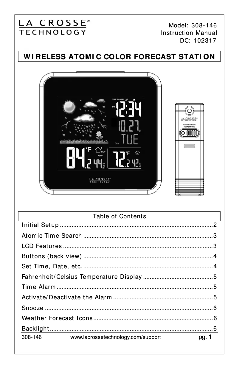 Página nº 1 - Manual de usuario La Crosse Technology 308-146