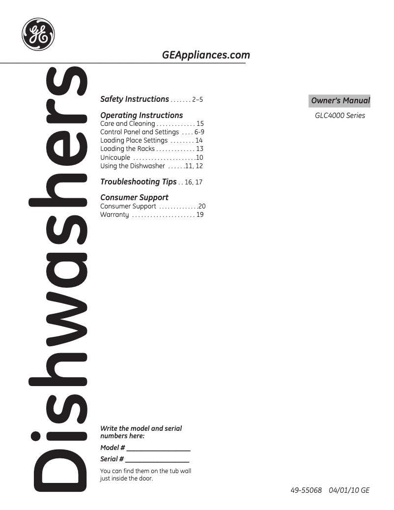 Página 1 del manual Manual de uso y mantenimiento GE GLC4400RWW