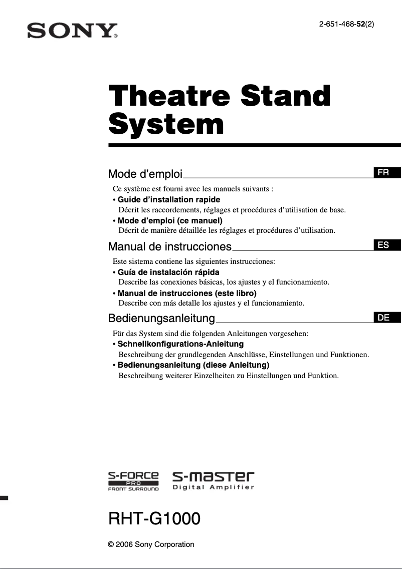 Página 1 del manual Manual de usuario Sony RHT-G1000